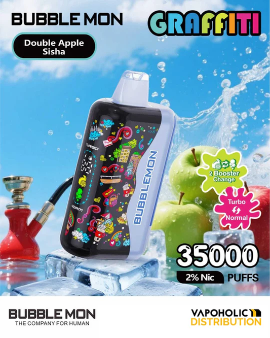 BUBBLEMON GRAFFITI 35000 PUFFS 2% Nicotine 28ML 🍓🍈12 FRUIT FLAVOR 🥝🍉