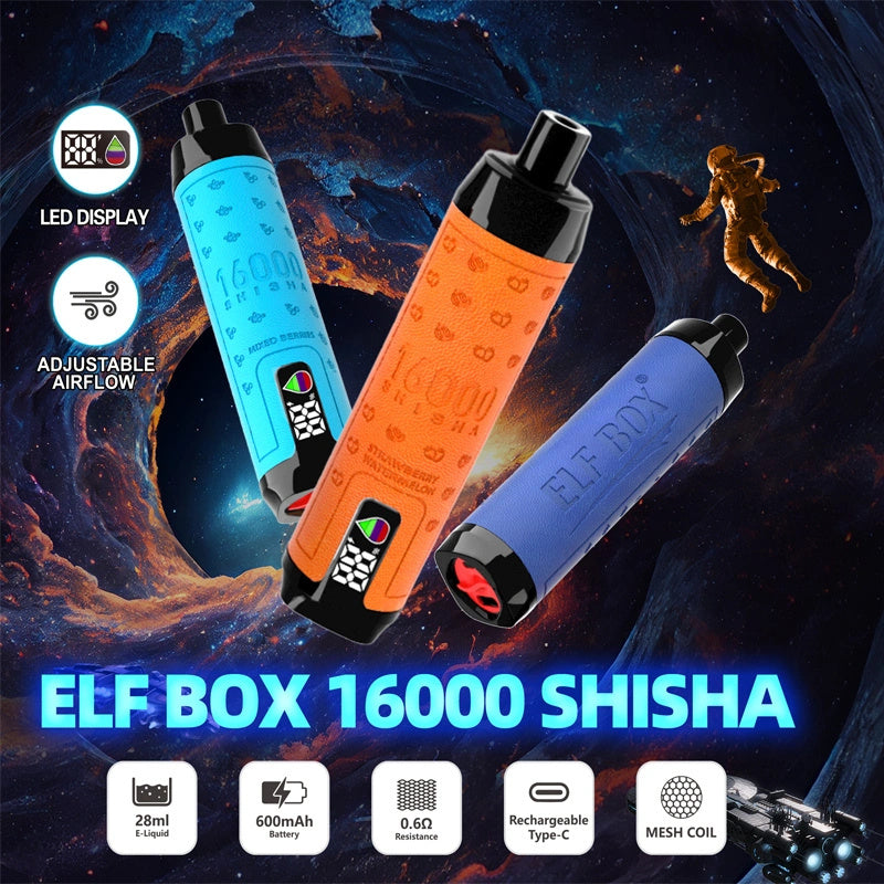 Factory Price 2024 Puffs Elf Box SHISHA 16000 Plus Puff Bar Wholsale Elf E Cigarette Crystal Disposable Vape Elf Box