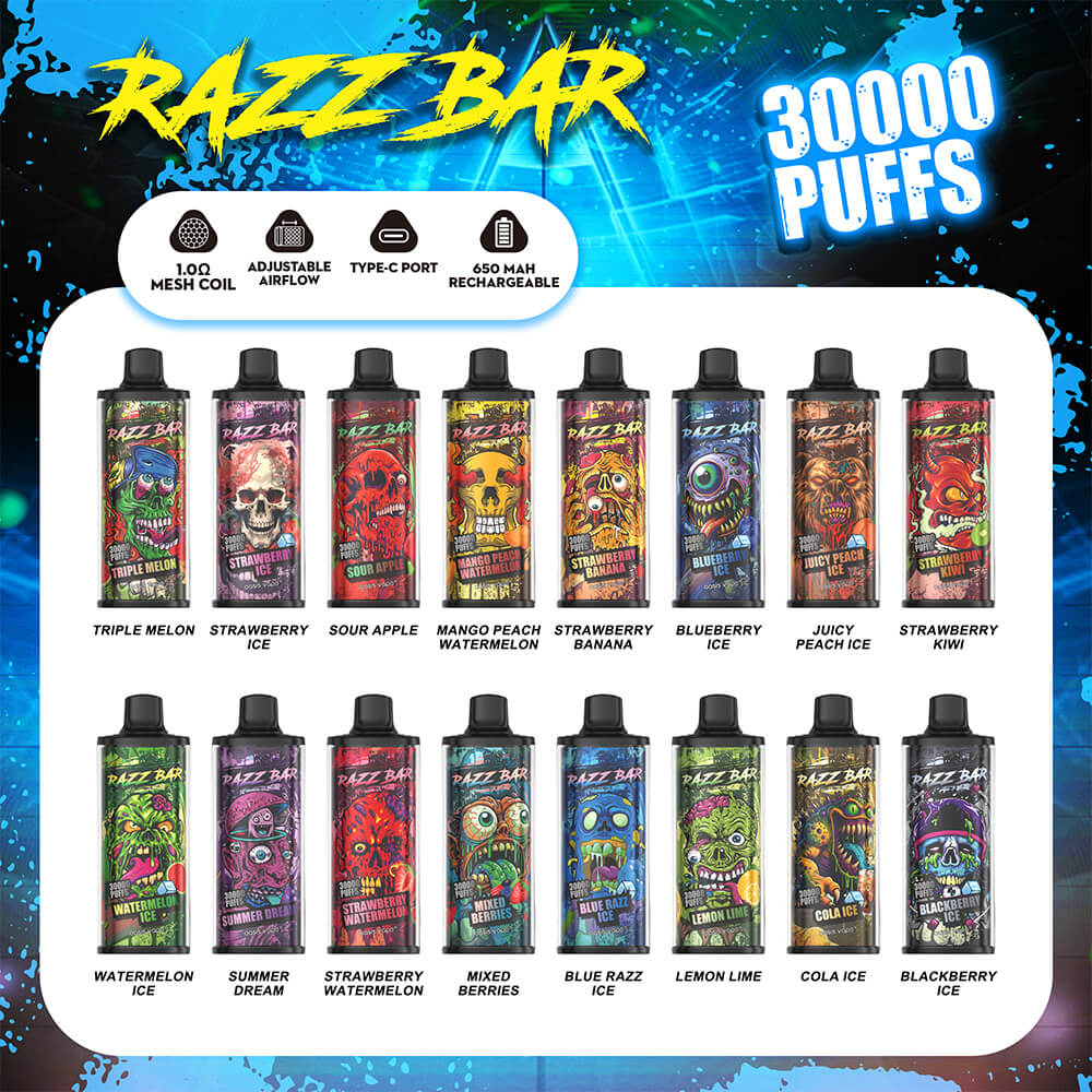 Razz Bar 30000 Puffs Disposable Vape 650mAh 16 Flavors
