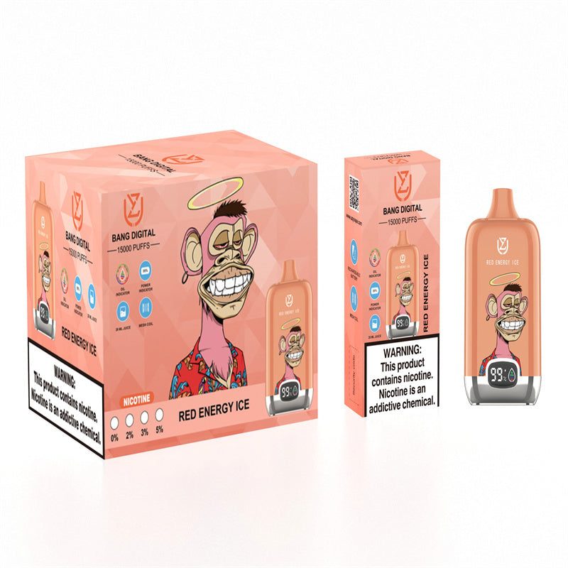 Uzy Bang Digital 15000 Puff 15000 Disposable E Cigarettes rechargeable Electronic Cigs Puff 15k Vape-850mAh Battery, 20ml E-liquid, Multiple Nicotine 12 Flavors