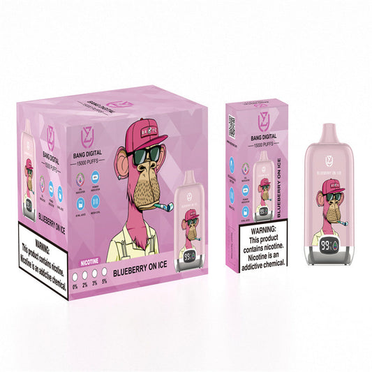 Uzy Bang Digital 15000 Puff 15000 Disposable E Cigarettes rechargeable Electronic Cigs Puff 15k Vape-850mAh Battery, 20ml E-liquid, Multiple Nicotine 12 Flavors