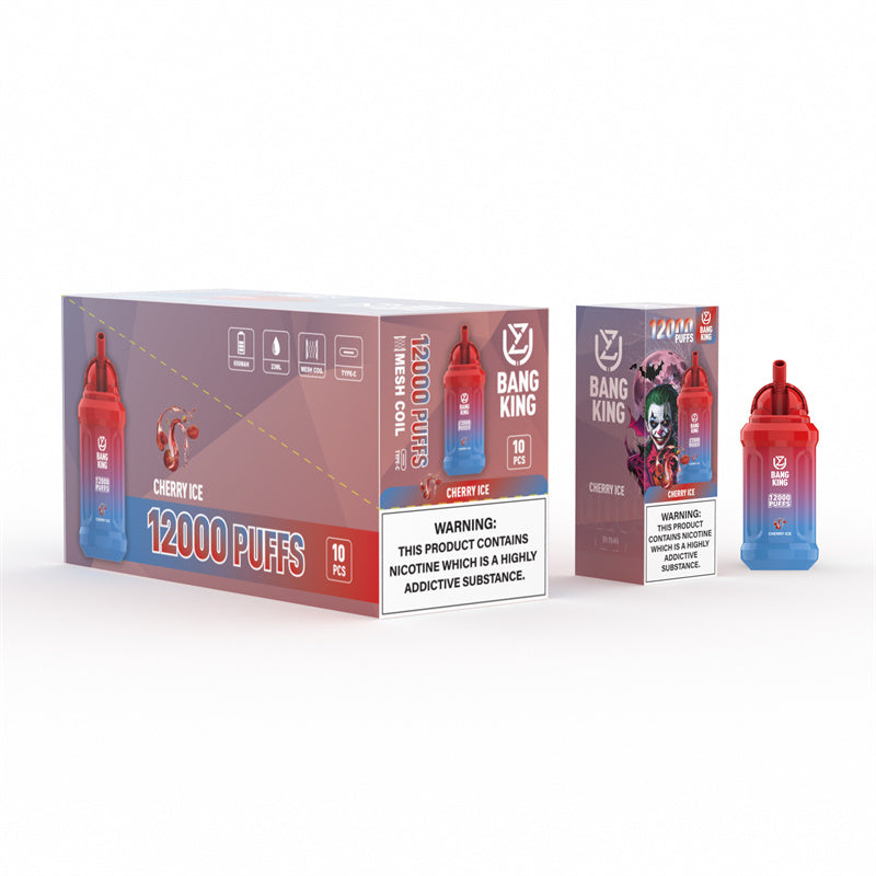 Uzy Bang King 12000 Puffs Disposable Vape E Cigarette 0% 2% 3% 5%-650mAh Battery, 23ml E-liquid, Multiple Nicotine 15 Flavors