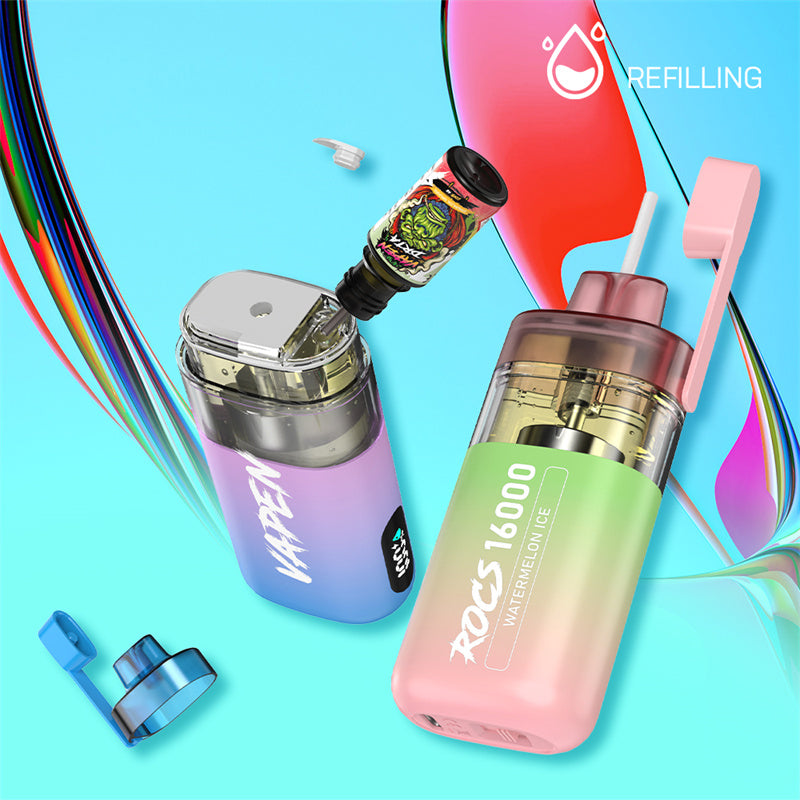 Local Warehouse VAPEN ROCS 16000 Puff Refillable OCS Disposable Vape RGB Light Electronic Cigarette Wholesale