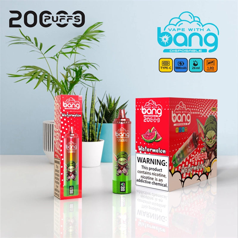 Bang Blaze Disposable Vape 20000 Puffs E Cigarette Pod Puff 20k Smart Screen Display Vaper-1000mAh Battery, 26ml E-liquid, Multiple Nicotine 12 Flavors