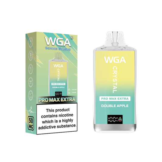 WGA Crystal Pro Max Extra 15000 Puffs Disposable Vape-650mAh Battery, 25ml E-liquid, Multiple Nicotine 15 Flavors