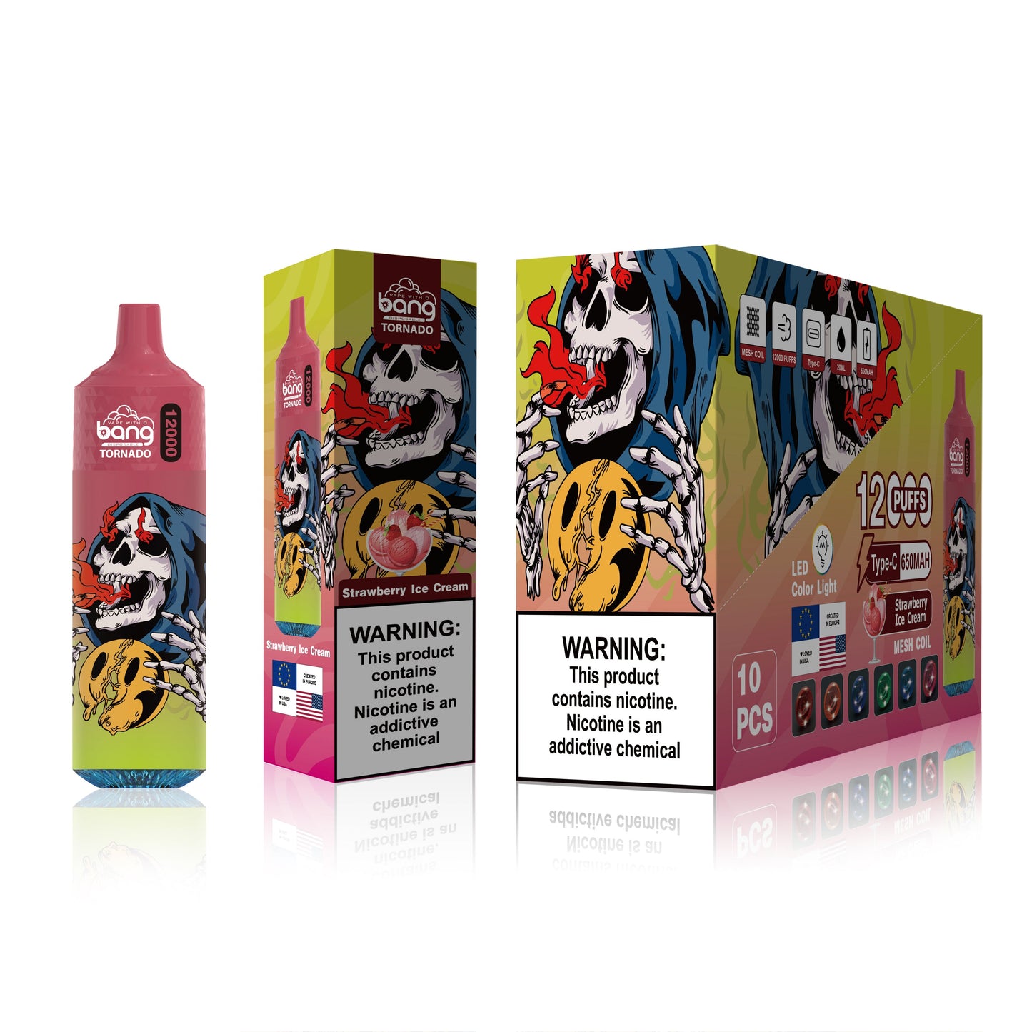 BangKing 12000 Puffs Smart Full Screen Turn Ice 30ML 10ML  850mah Wholesale Disposable Vape Puff 12k Prefilled Pod  22 Flavors