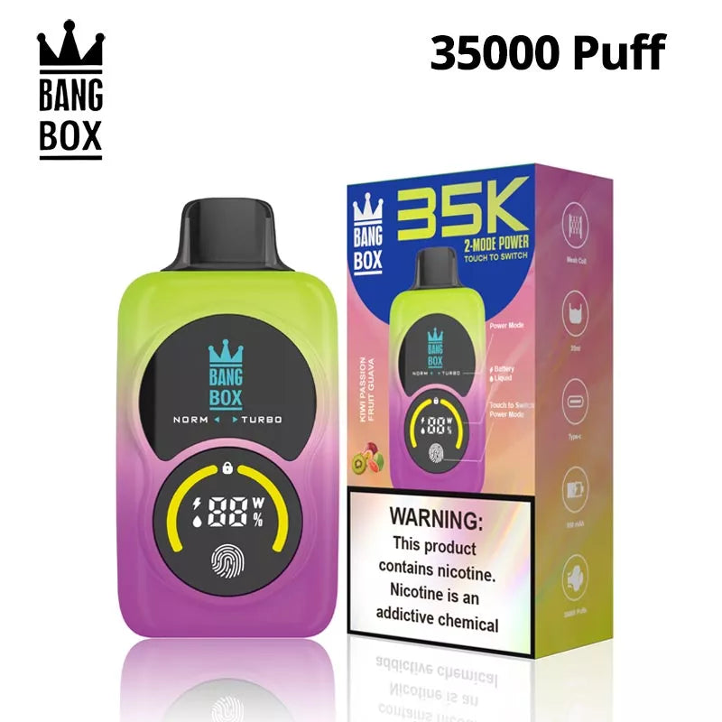 Bang Box 35000 Puffs Touch Control 2 Power Mode Double Screen Vape-950mAh Battery, 35ml E-liquid, Multiple Nicotine 12 Flavors