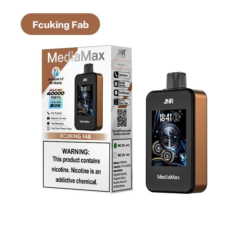JNR MediaMax 40000 Puffs Disposable Vape Wholesale  5% nicotine 21ml e-liquid  1000 mah Battery 10 flavors