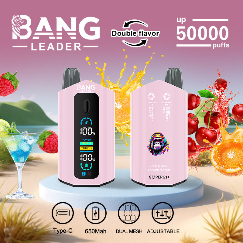 Bang Leader 50000 Disposable Vape - 50K Puffs, 36mBang Leader 50000 Puffs Disposable Vape (0% to 5% Nicotine) – Dual Pods(20mL+20mL) Unmatched Performance 650mAh battery 12 Flavors &nbsp;l E-Liquid (0-5% Nicotine) 36mL650mAh 12 Flavors