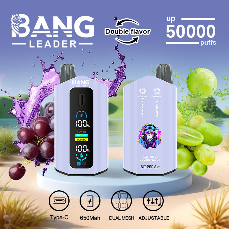 Bang Leader 50000 Disposable Vape - 50K Puffs, 36mBang Leader 50000 Puffs Disposable Vape (0% to 5% Nicotine) – Dual Pods(20mL+20mL) Unmatched Performance 650mAh battery 12 Flavors &nbsp;l E-Liquid (0-5% Nicotine) 36mL650mAh 12 Flavors