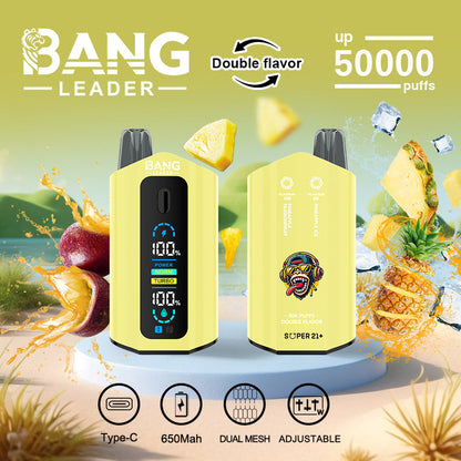 Bang Leader 50000 Disposable Vape - 50K Puffs, 36mBang Leader 50000 Puffs Disposable Vape (0% to 5% Nicotine) – Dual Pods(20mL+20mL) Unmatched Performance 650mAh battery 12 Flavors &nbsp;l E-Liquid (0-5% Nicotine) 36mL650mAh 12 Flavors