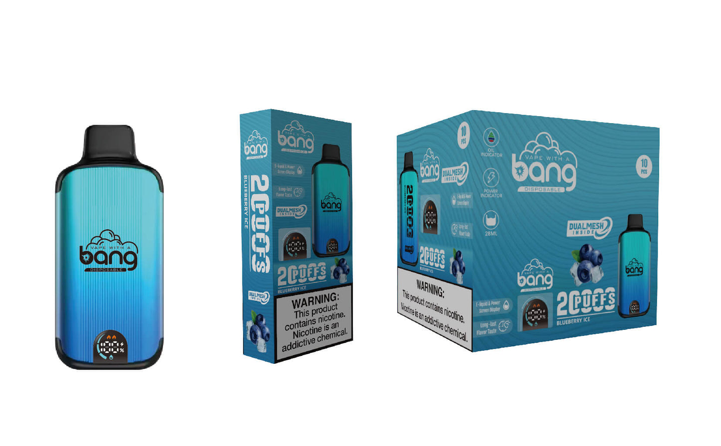 Bang 20000 Puffs Vape 20K Disposable Vape Pen E Cigarette Prefilled(0% to 5% Nicotine) 25ml 650mAh Battery 12 Flavors