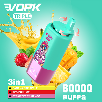VOPK 3in1 60000 Puffs Disposable Vape Wholesale-650mAh battery, 54ml E-liquid,Multiple Nicotine 10 Flavors
