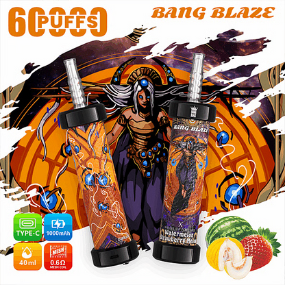 BANG BLAZE 60000 Puffs Disposable Vape Wholes hale-1000mAh baterry, 40ml E-liquid,Multiple Nicotine 10 Flavors