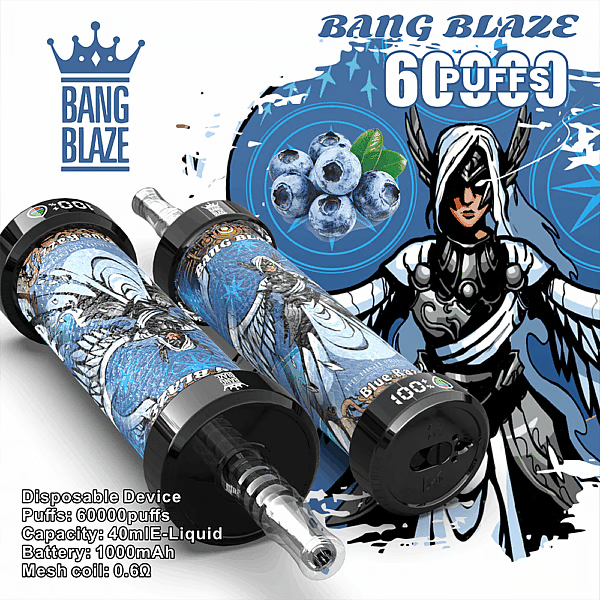 BANG BLAZE 60000 Puffs Disposable Vape Wholes hale-1000mAh baterry, 40ml E-liquid,Multiple Nicotine 10 Flavors