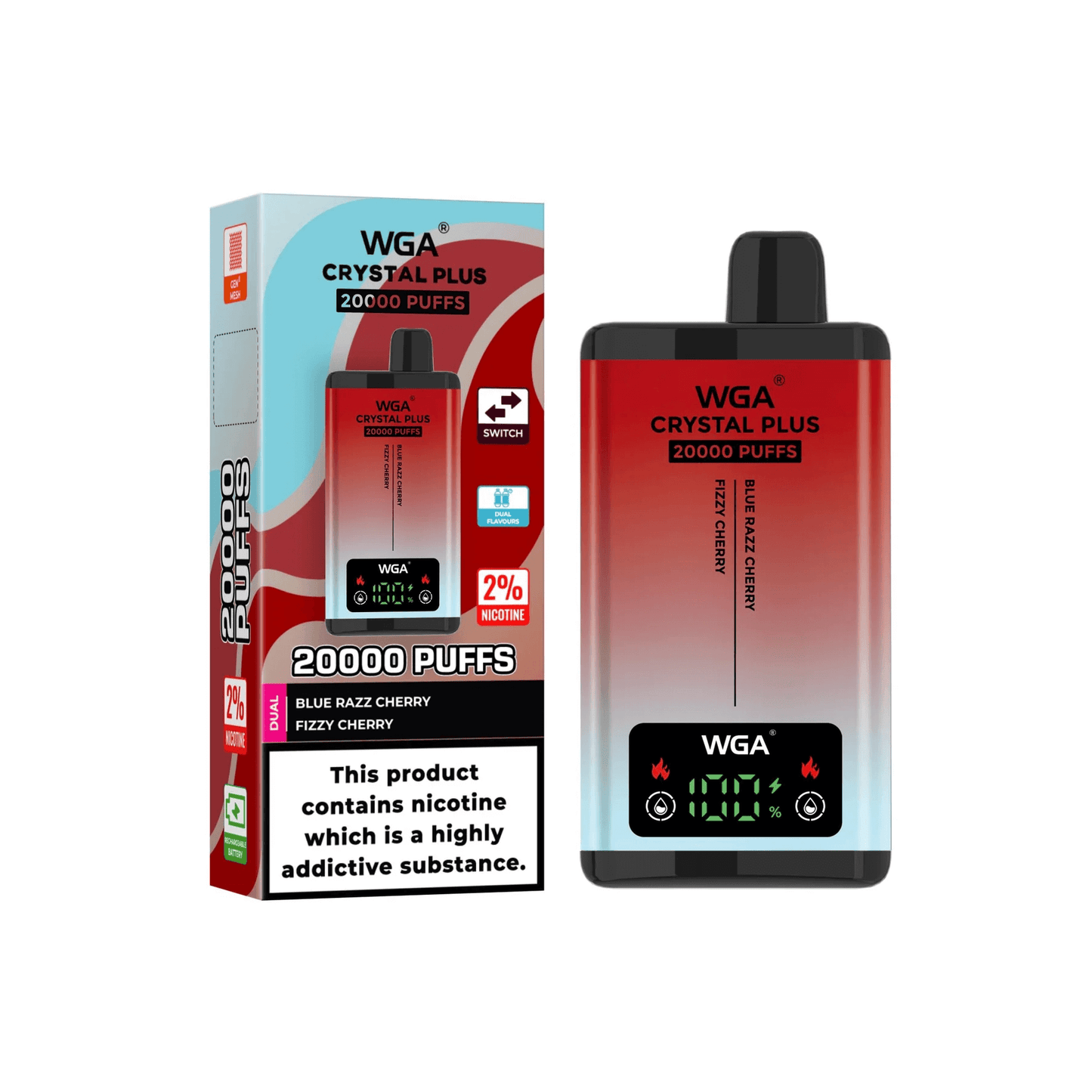 WGA Crystal PLUS SMART double flavor 20000 puff Disposable Vape Wholesale，650 mAh 25 ML  15 Flavors