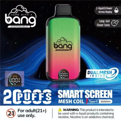 Bang 20000 Puffs Vape 20K Disposable Vape Pen E Cigarette Prefilled025ml 650mAh Disposable Vape 16 Flavors