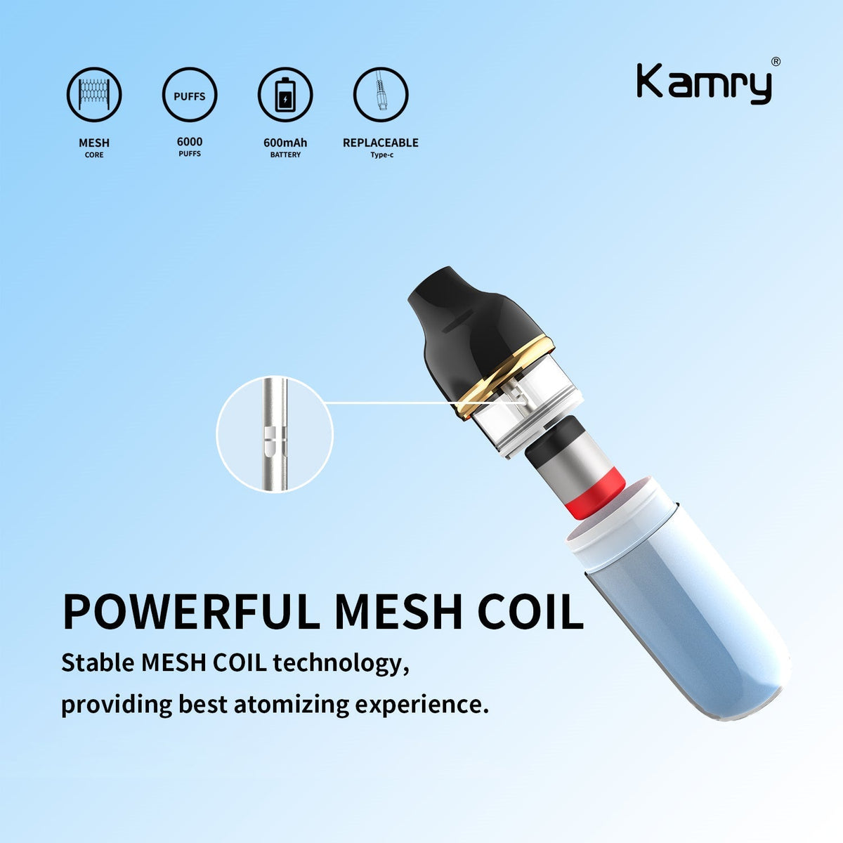 Kamry Akula 6000 Puffs Disposable Vape Wholesale-600mAh battery, 14ml E-liquid, Multiple Nicotine 10 Flavors