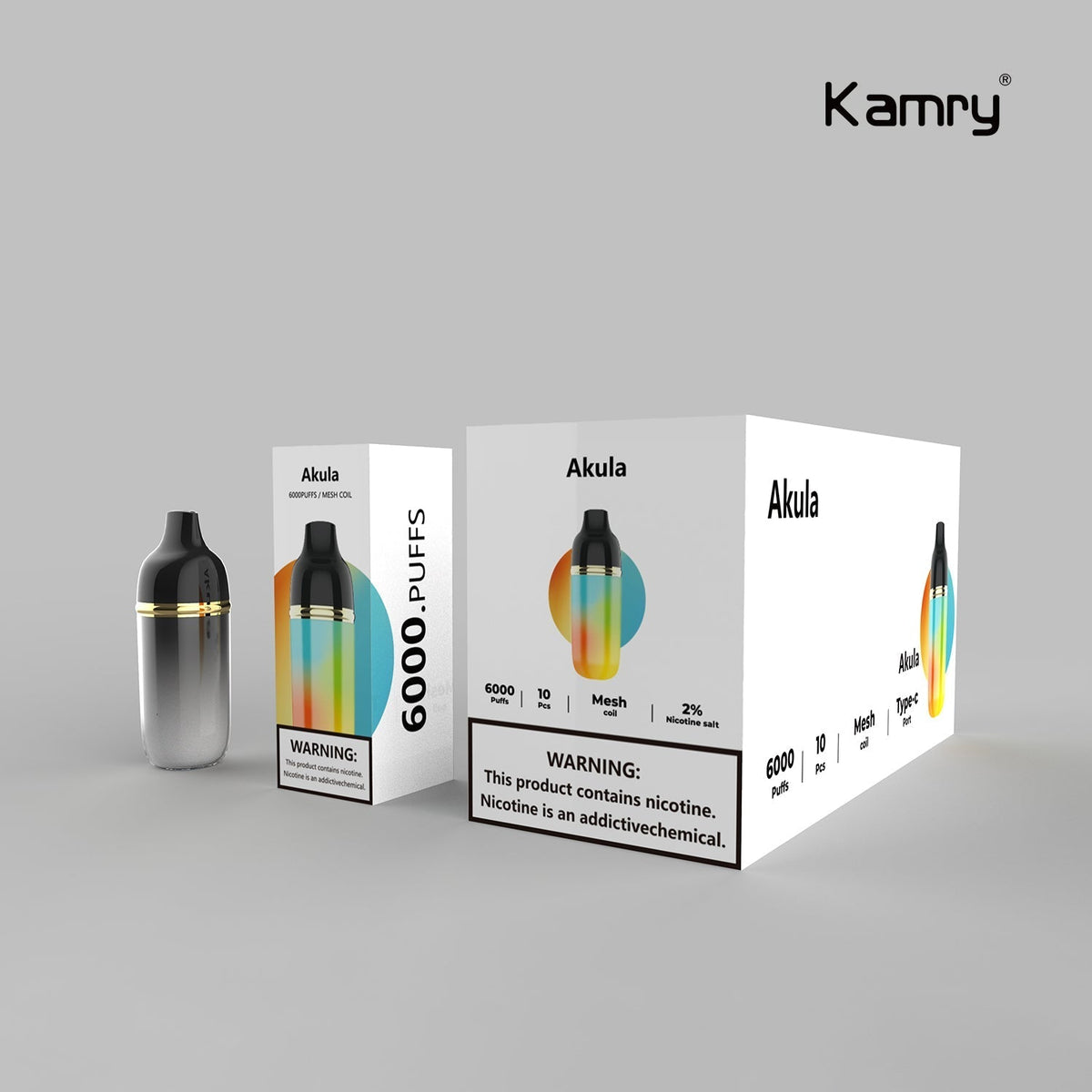 Kamry Akula 6000 Puffs Disposable Vape Wholesale-600mAh battery, 14ml E-liquid, Multiple Nicotine 10 Flavors