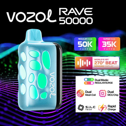 VOZOL RAVE 50000 Puffs Disposable Vape Wholesale-10000mAh Battery, 50ml E-liquid, Multiple Nicotine 12 Flavors