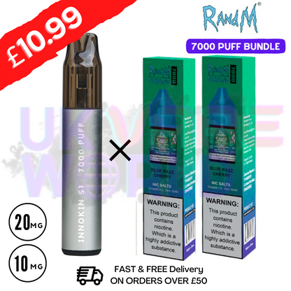 Blue Razz Cherry - RandM Tornado 7000 Puff (Refil Bundle) Kit