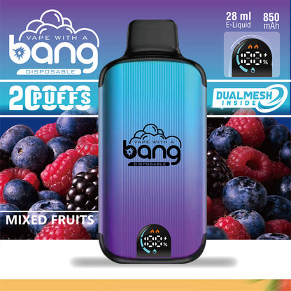 Bang 20000 Puffs Vape 20K Disposable Vape Pen(0% to 5% Nicotine)E Cigarette Prefilled 25ml 650mAh Battery 12 Flavors