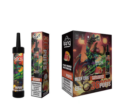Bang Original 36000 Puffs With Sub Ohm Mesh Coils Dtl Disposable Vape Device E-Cigarette-650mAh Battery, 40ml E-liquid, Multiple Nicotine 12 Flavors