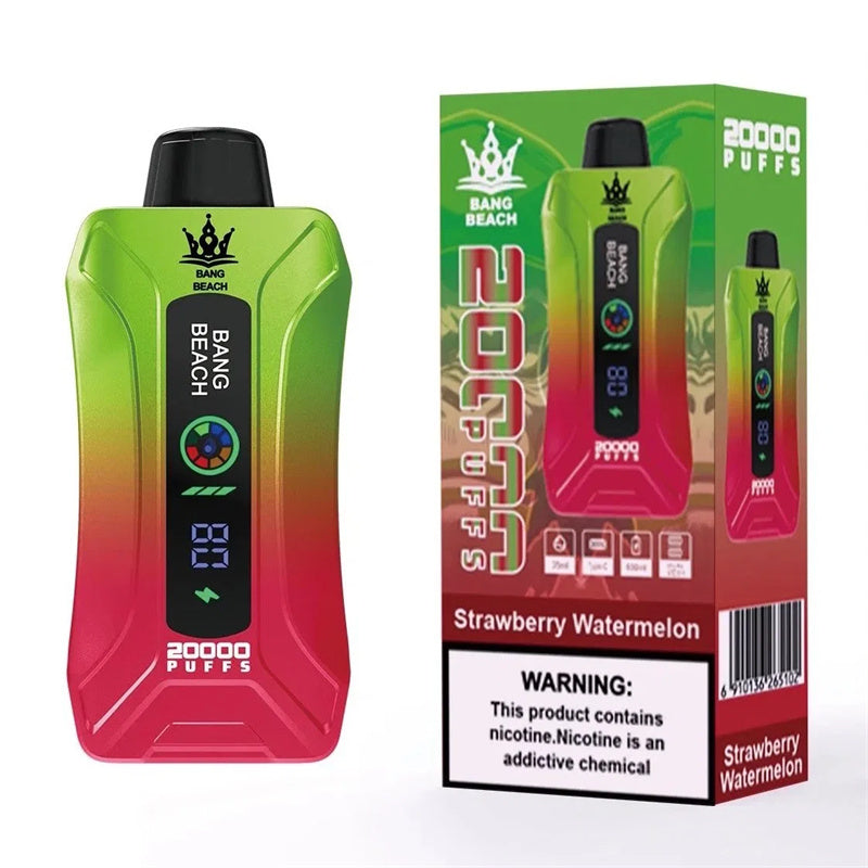 Bang Beach 20000 Puffs Display Screen Vape Disposable Electronic Cigarettes Puff 20k-650mAh Battery, 35ml E-liquid, Multiple Nicotine 12 Flavors