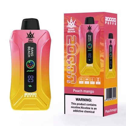 Bang Beach 20000 Puffs Display Screen Vape Disposable Electronic Cigarettes Puff 20k-650mAh Battery, 35ml E-liquid, Multiple Nicotine 12 Flavors