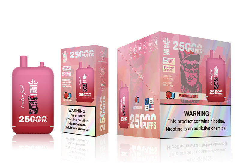 Bang King 25000 Puffs - （23ml+23ml ）e-liquid Dual Tank (0% to 5% Nicotine) 650mAh Battery 12 Flavors
