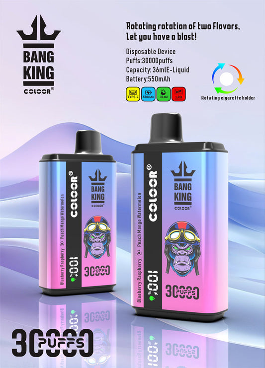 Bang King 30000 Puff Disposable E-Cigarette Vape Double Flavor Digital Display Bang 30k Puff Vaper-550mAh Battery, 36ml E-liquid, Multiple Nicotine 12 Flavors