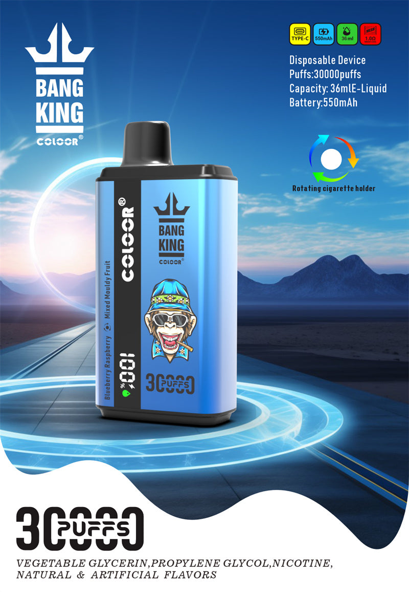 Bang King 30000 Puff Disposable E-Cigarette Vape Double Flavor Digital Display Bang 30k Puff Vaper-550mAh Battery, 36ml E-liquid, Multiple Nicotine 12 Flavors