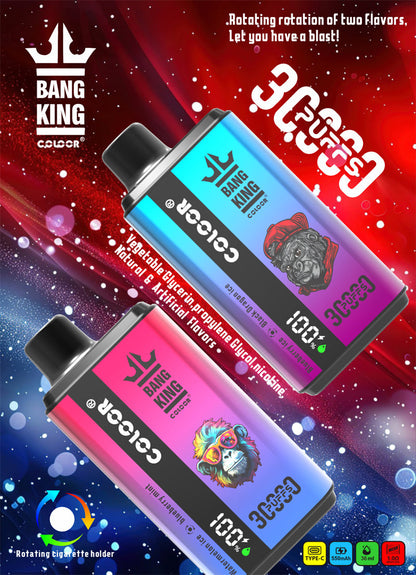 Bang King 30000 Puff Disposable E-Cigarette Vape Double Flavor Digital Display Bang 30k Puff Vaper-550mAh Battery, 36ml E-liquid, Multiple Nicotine 12 Flavors