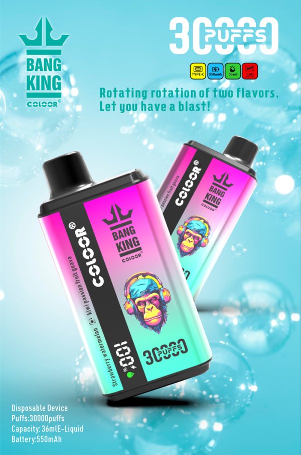 Bang King 30000 Puff Disposable E-Cigarette Vape Double Flavor Digital Display Bang 30k Puff Vaper-550mAh Battery, 36ml E-liquid, Multiple Nicotine 12 Flavors