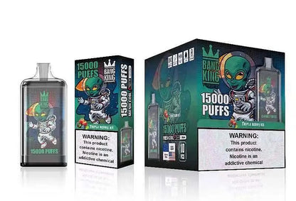 Bang King 15000 Puffs 0% 2% 3% 5% Nicotine Rechargeable Disposable Pod-650mAh Battery, 25ml E-liquid, Multiple Nicotine 20 Flavors