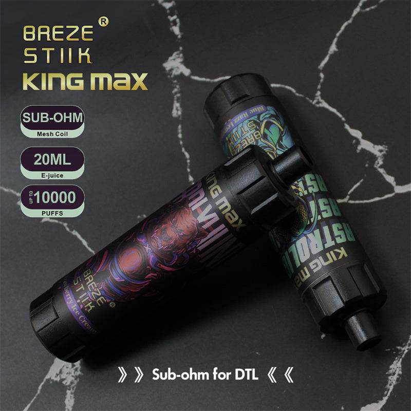 Breze Stiik Kingmax 10000 Puffs Vape Disposable Electronic Cigarettes Puff 20ml Prefilled Pod Mesh Coil Sub-ohm Adjustable Airflow