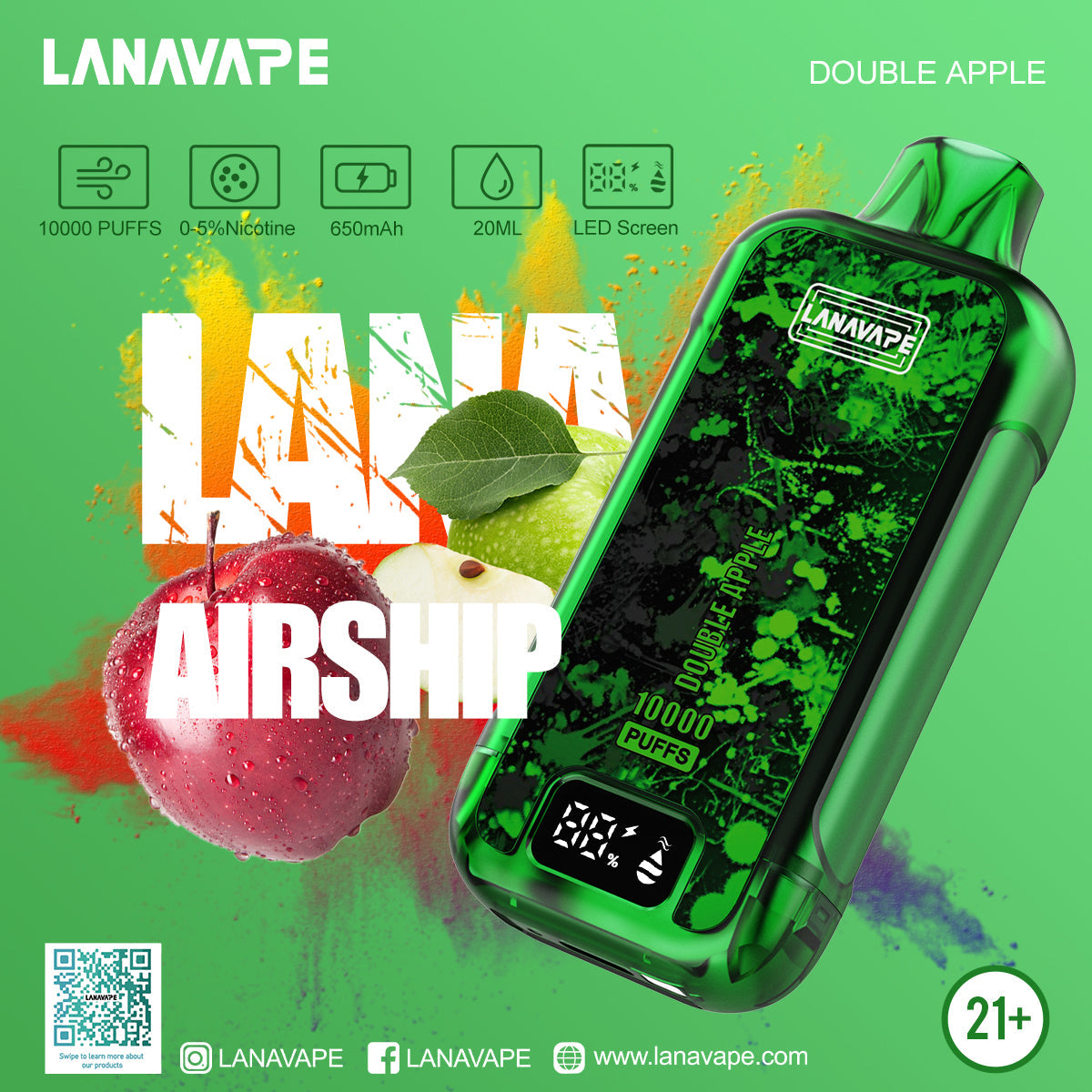 LANAVAPE 10000 Puffs Disposable Vape Wholesale-650mAh battery, 20ml E-liquid, Multiple Nicotine 10 Flavors