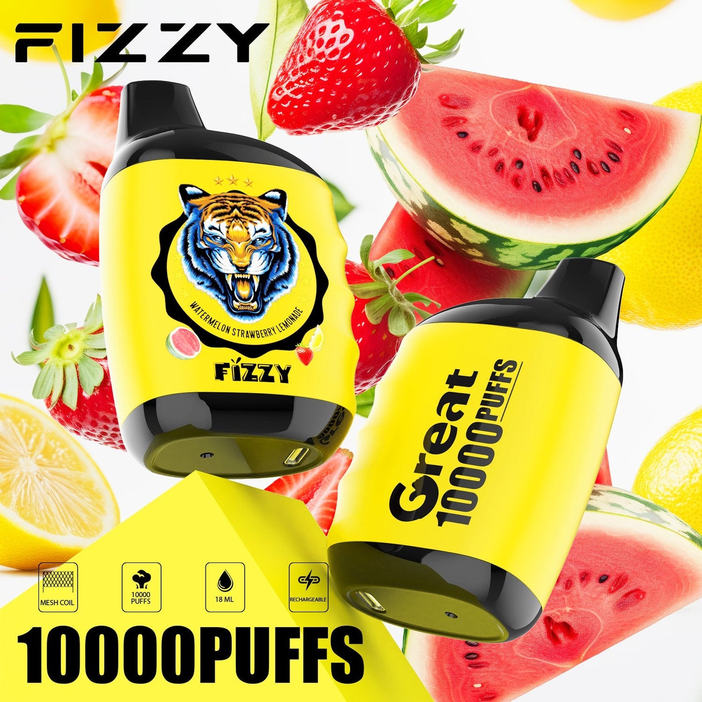 FIZZY Great – Compact 10K Puffs Disposable Vape | Mesh Coil & 18ML E-Liquid