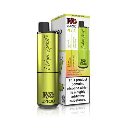 IVG 2400  MULTI FLAVOUR EDITION Disposable Vape lodging 4 x 2ml units 20 mg TPD