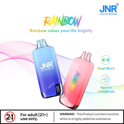 Jnr Rainbow 10500 Puffs Bar Dual Mesh Vaper Disposable Vapes With Display-600mAh Battery,18ml E-liquid,  Multiple Nicotine 25 Flavors