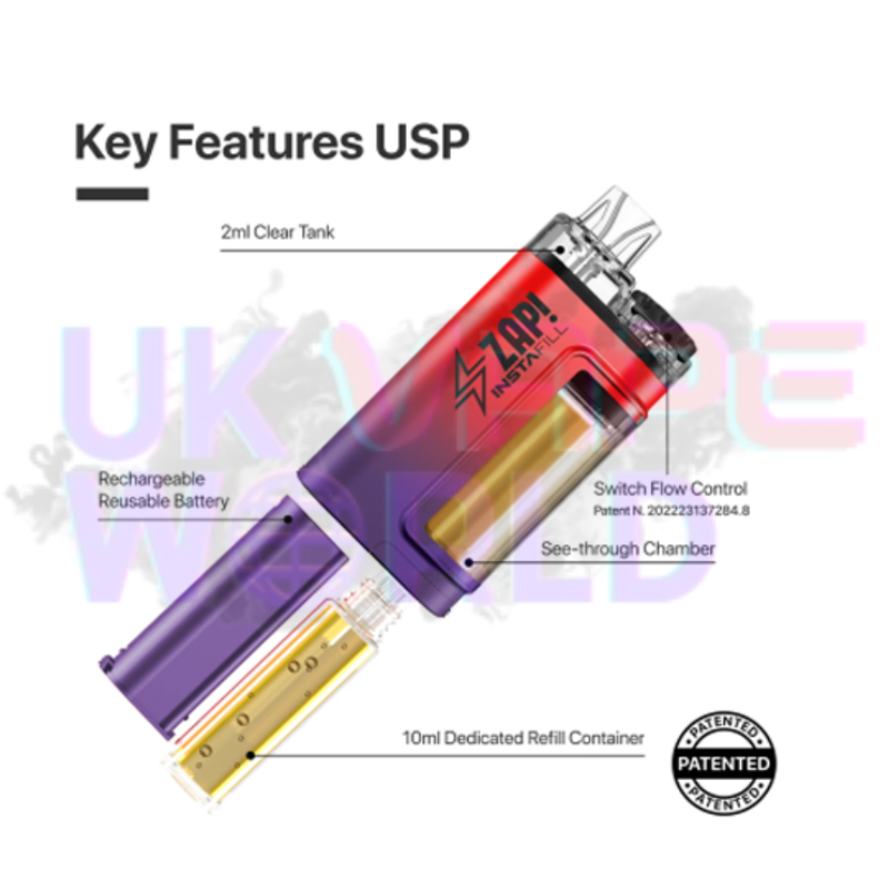 Zap Instafill Bar 3500 Puff Strawberry Watermelon Bubblegum