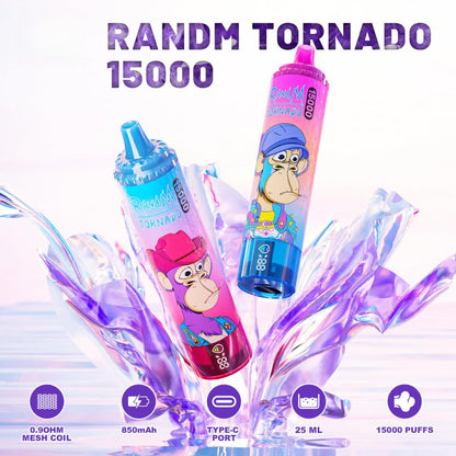 RandM Tornado 15000 puff Disposable Vape 850mAh 25ML 45 Flavors.
