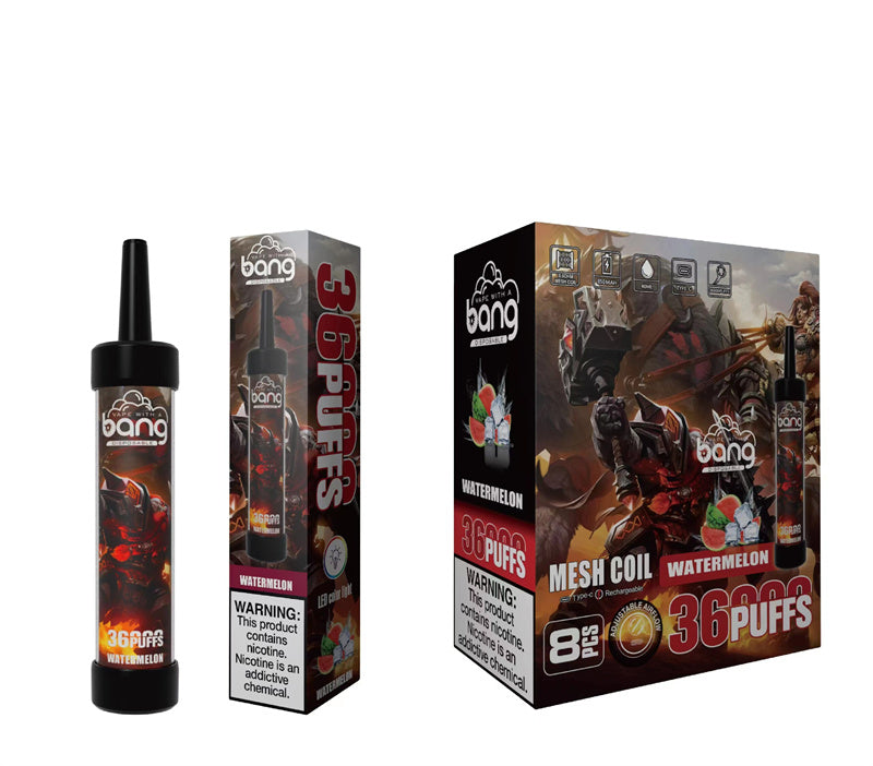 Bang Original 36000 Puffs With Sub Ohm Mesh Coils Dtl Disposable Vape Device E-Cigarette-650mAh Battery, 40ml E-liquid, Multiple Nicotine 12 Flavors