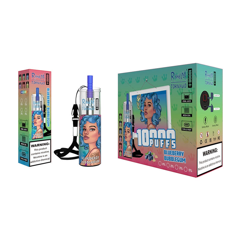 RandM Tornado 10000 | 20ml E-Liquid | 10K Puffs | RGB Lights | 24 Flavors