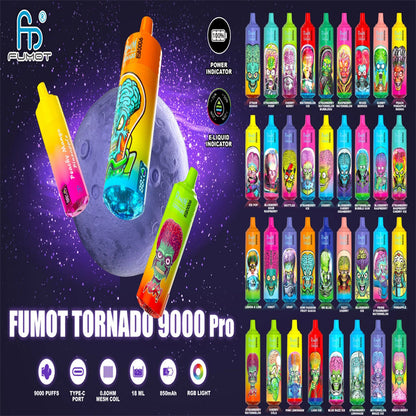 Original Randm Tornado 9000 PRO Puffs Digital Puff 9K Vapers Disposable Electronic Cigarette fumot Vape