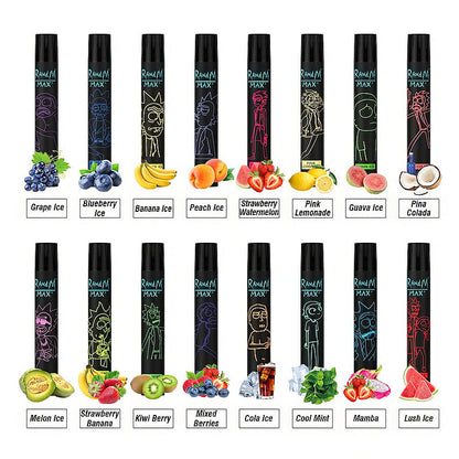 RandM Max+ 1700 Puffs 0% 2% 3% 5% Nicotine Rechargeable Disposable vape
