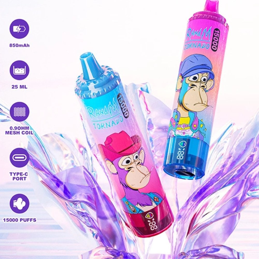 RandM Tornado 15000 Puffs 2% 5% Nicotine LED display Disposable E Cigarettes