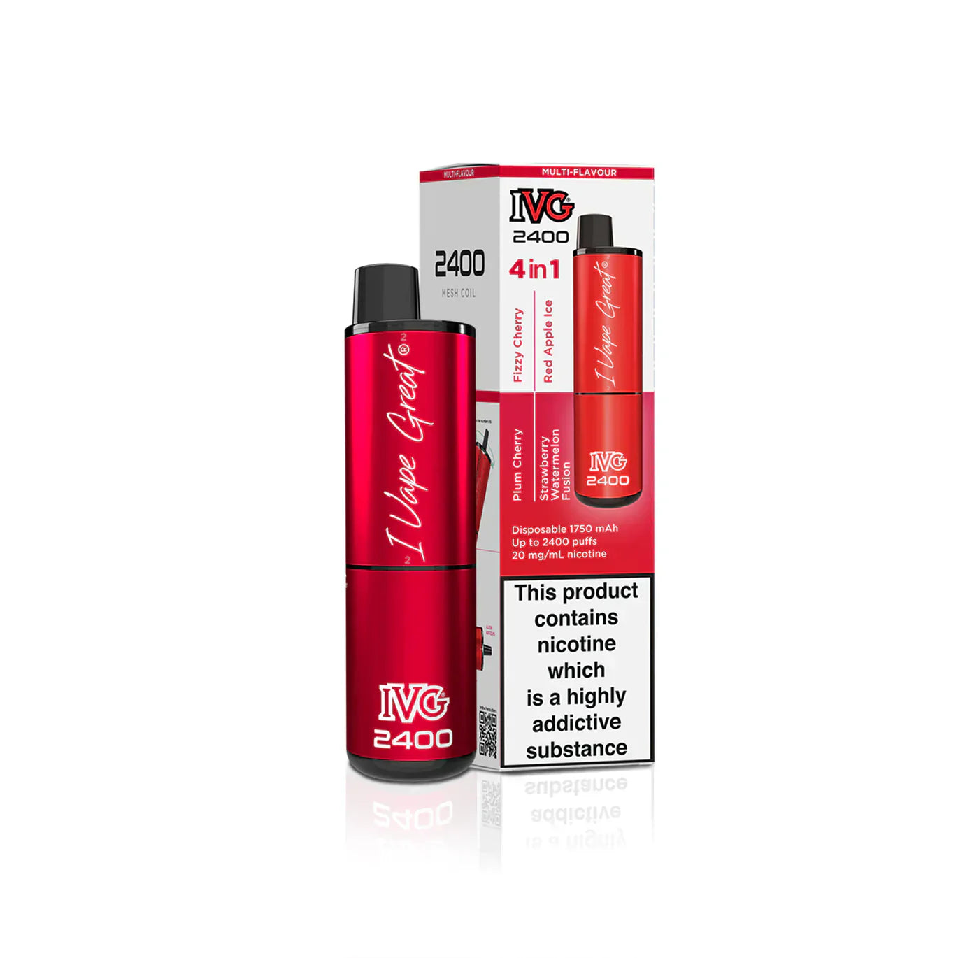 IVG 2400  MULTI FLAVOUR EDITION Disposable Vape lodging 4 x 2ml units 20 mg TPD