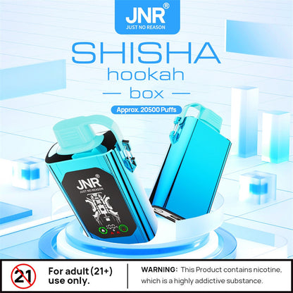 JNR Shisha Hookah Box 20500 Puff Bar Tornado DTL E Cigarrillos Electronicos Disposable Vape-1000mAh Battery, 25ml E-liquid, Multiple Nicotine 15 Flavors