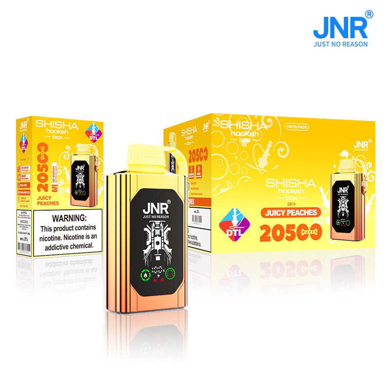 JNR Shisha Hookah Box 20500 Puffs Tornado Bar Smart Display Electronic Cigarette Vaper Disposable Vape-1000mAh Battery, 25ml E-liquid, Multiple Nicotine 15 Flavors